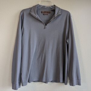 Perry Ellis Size Medium Men's Gray Quarter-Zip Shirt 100% Pima Cotton